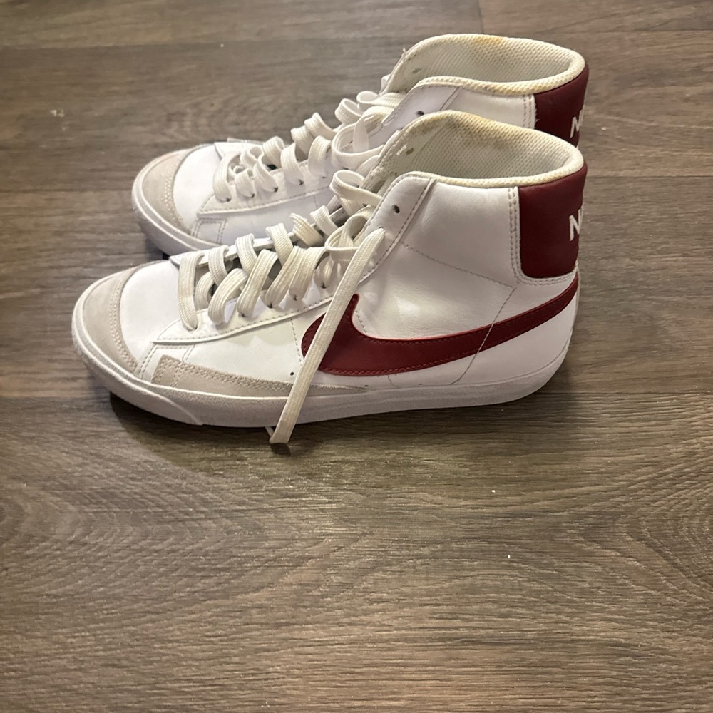 Nike Red and White High-Top Sneakers